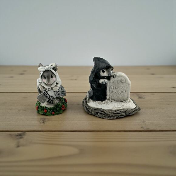 Wee Forest Folk Ghost of Xmas Future and Marley's Ghost Mice Figurines 1987 AP - Picture 1 of 10